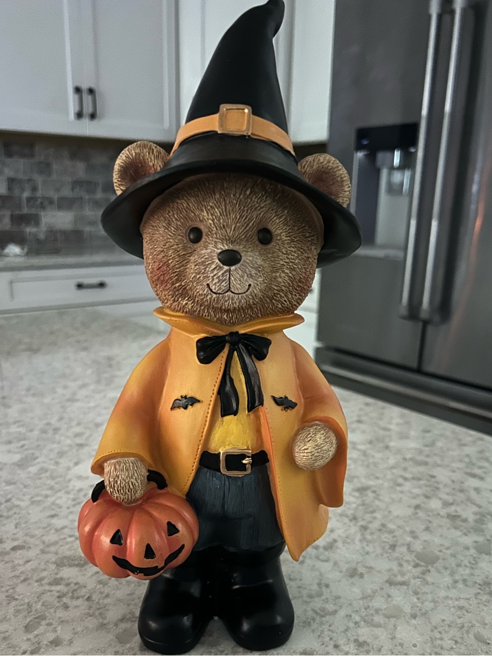 “New” Hallow Home Halloween Bear Figurine with Pumpkin - Orange and Black